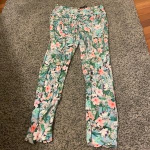 Zara silk-like floral ankle pants.